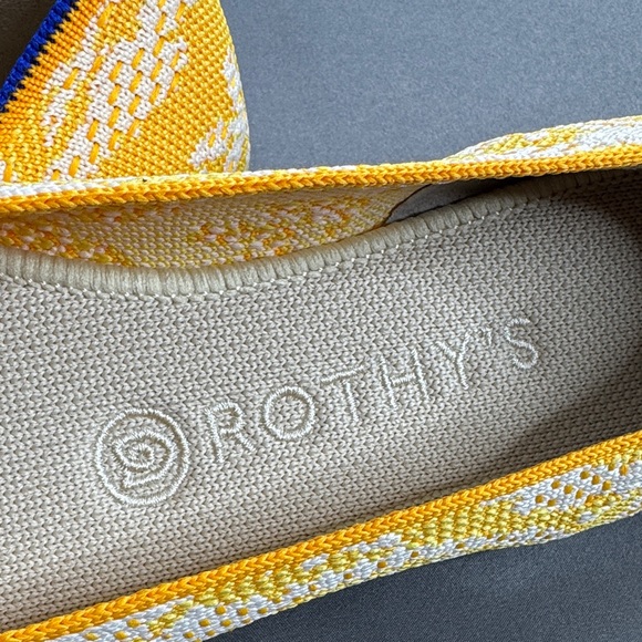 Rothy’s The Daisy Yellow & White Floral Square Toe Flats - Size 7.5 - Picture 3 of 12